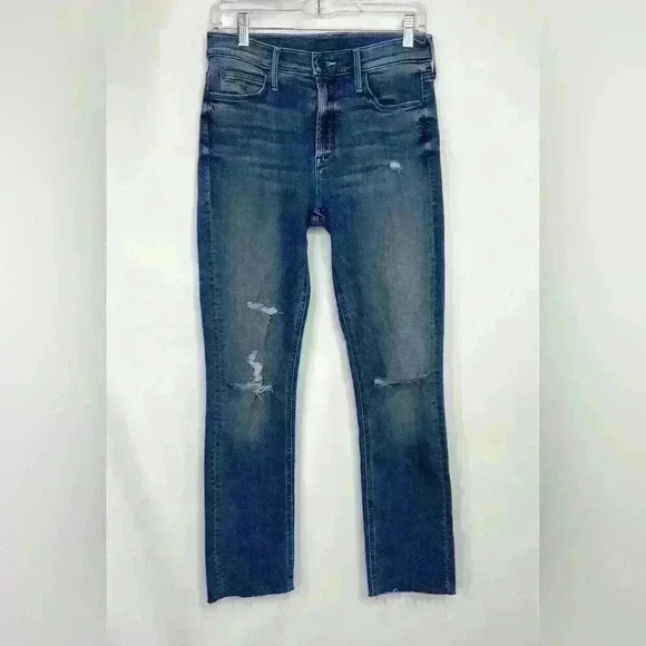 Mother Mid Rise Dazzler Ankle Fray in Weekend Warrior Straight Leg Jeans Size 27 - Picture 3 of 12